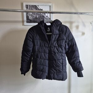Sporty Black Kids Puffer Jacket